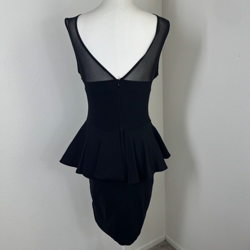 2B Bebe Black Stella Peplum Mini Dress Size XS Stretch Sleeveless Cocktail - Picture 4 of 13